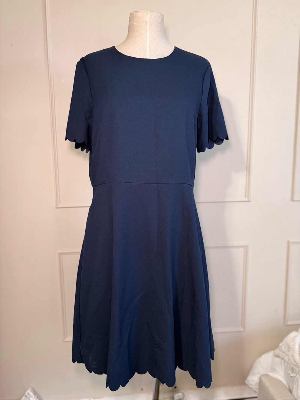 Banana Republic Navy Scalloped Dress Size 12